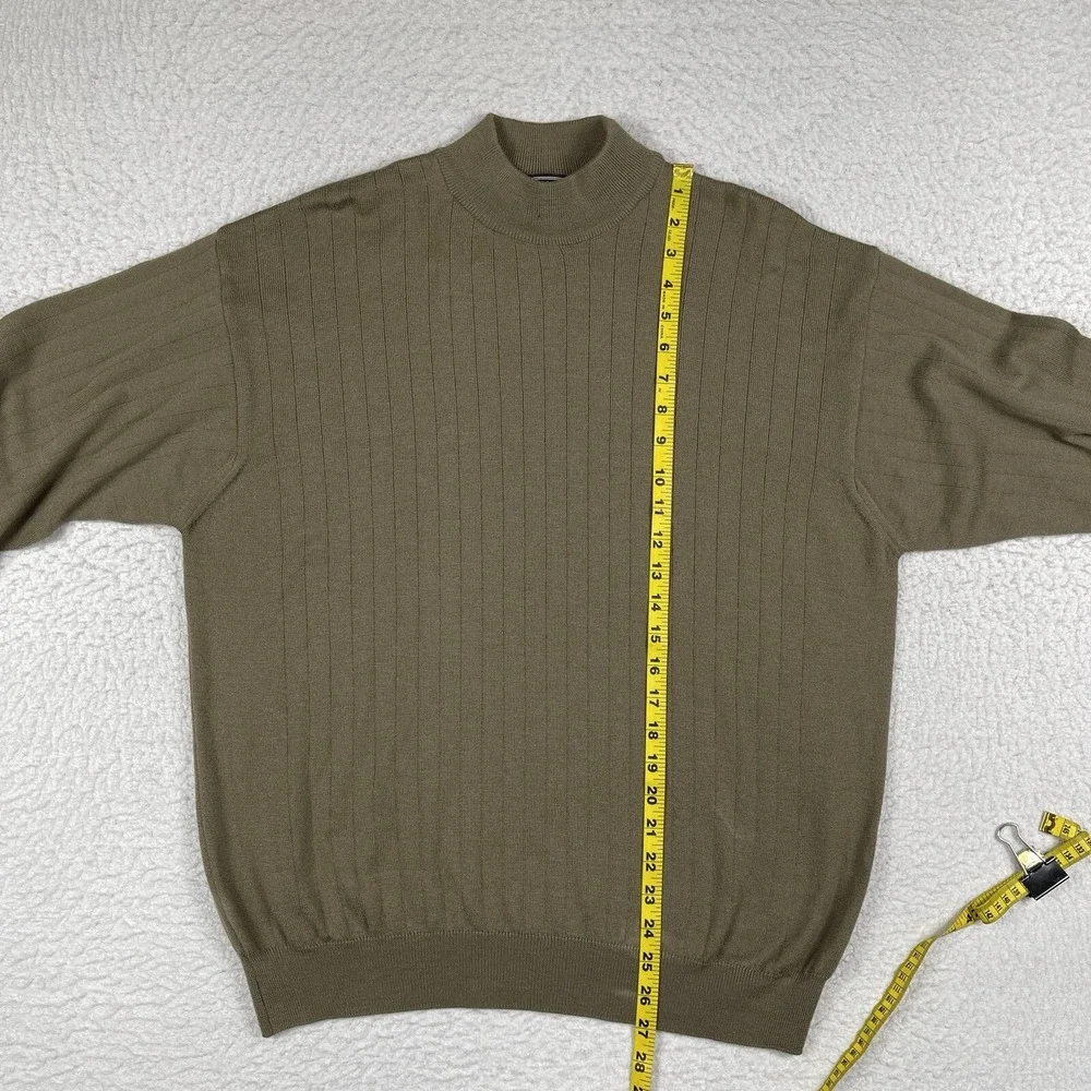 Preswick &‎ Moore Sweater Mens XL Beige Ribbed Career Merino Wool Italy Office